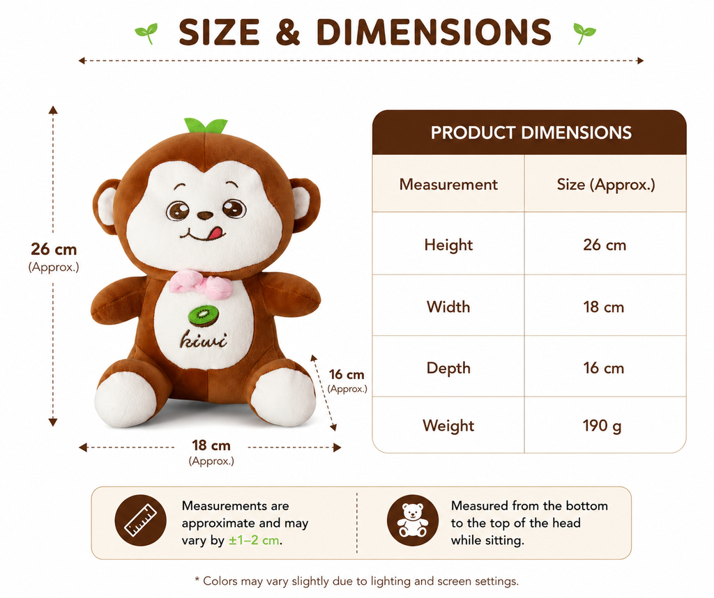 Cute Monkey Plush Toy | Soft Stuffed Monkey Doll | Huggable Plush Gift for Kids