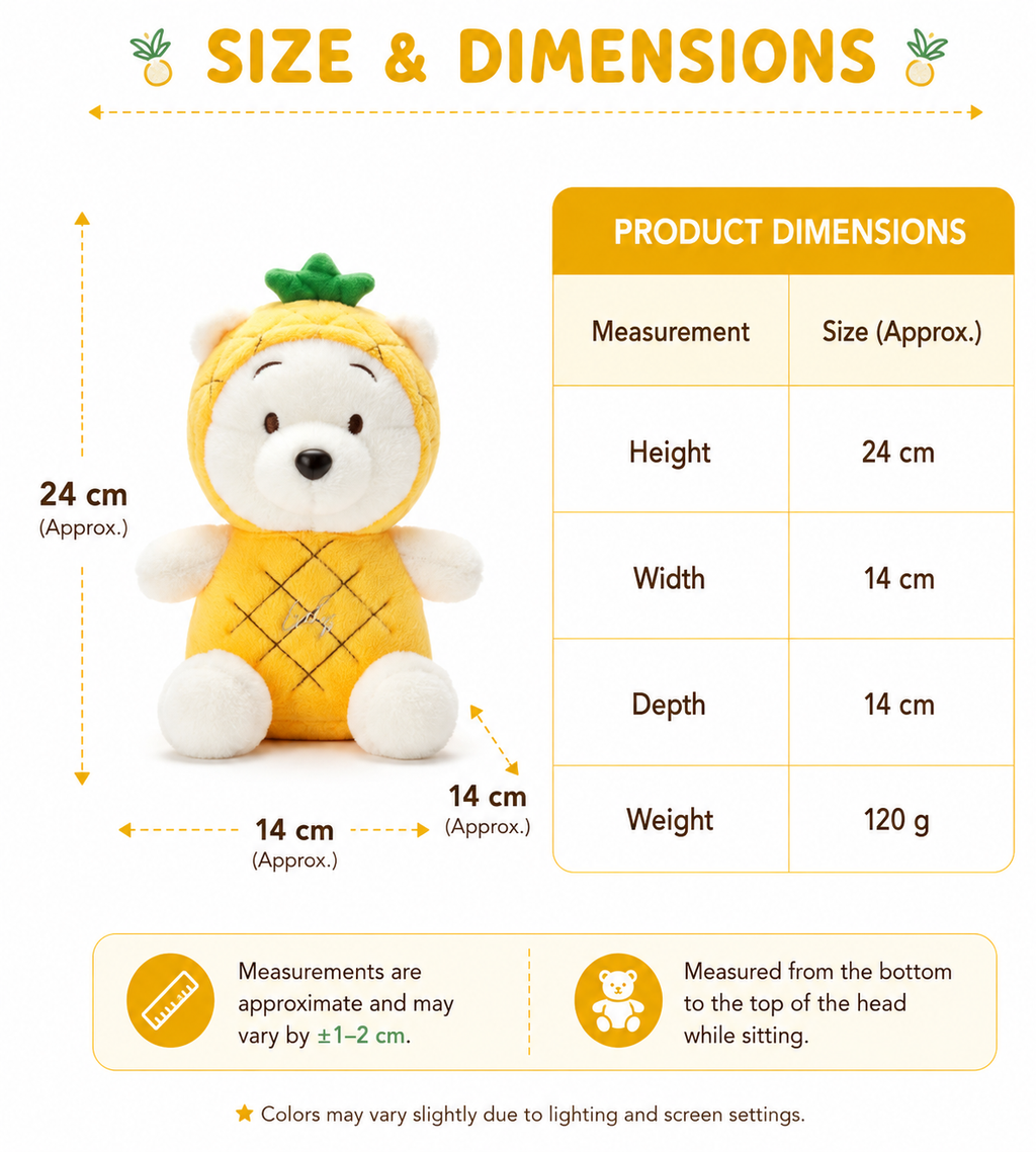 Cute Pineapple Teddy Bear Plush Toy | Soft Stuffed Bear Doll | Adorable Plush Gift for Kids