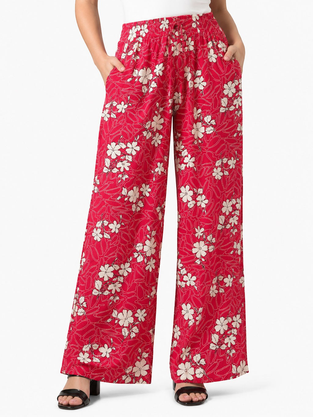 Women's Floral Print Wide Leg Palazzo Pants | High Waist Casual Palazzo Trousers