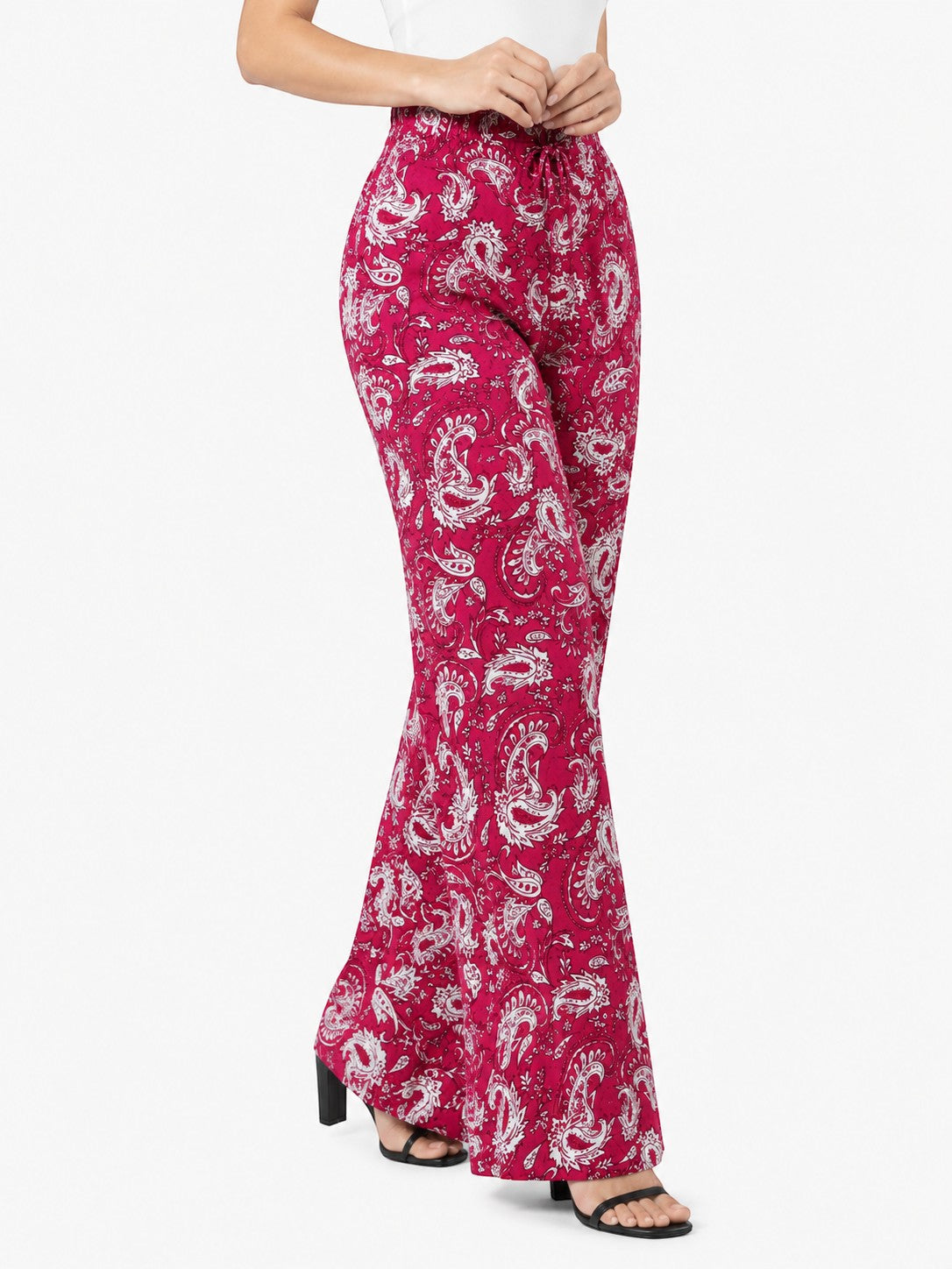 Women's Paisley Print Wide Leg Palazzo Pants | High Waist Casual Palazzo Trousers