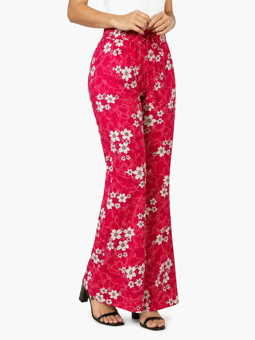 Women's Floral Print Wide Leg Palazzo Pants | High Waist Casual Palazzo Trousers