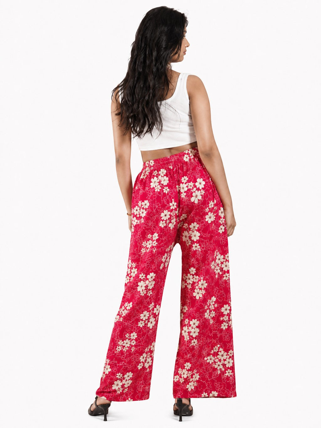 Women's Floral Print Wide Leg Palazzo Pants | High Waist Casual Palazzo Trousers