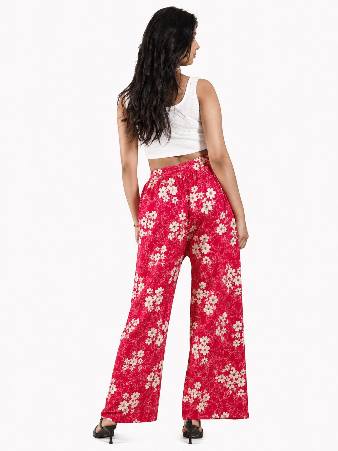 Women's Floral Print Wide Leg Palazzo Pants | High Waist Casual Palazzo Trousers
